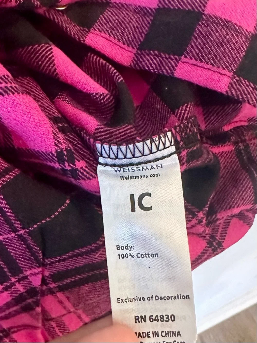 Weissman Hot Pink/Black Plaid Shirt and Faux Jeans Bottoms Dance Outfit - SC/IC
